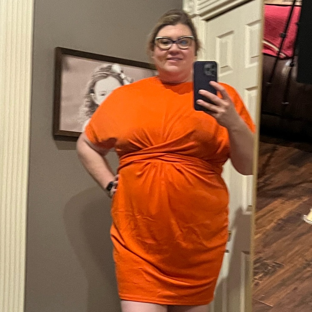 CurveSoul Rap Dress in Rich Orange, Size 3X